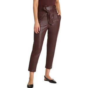 Commando Vegan Faux Leather Paperbag Pants Size XS Ox Blood Red Grunge Fall
